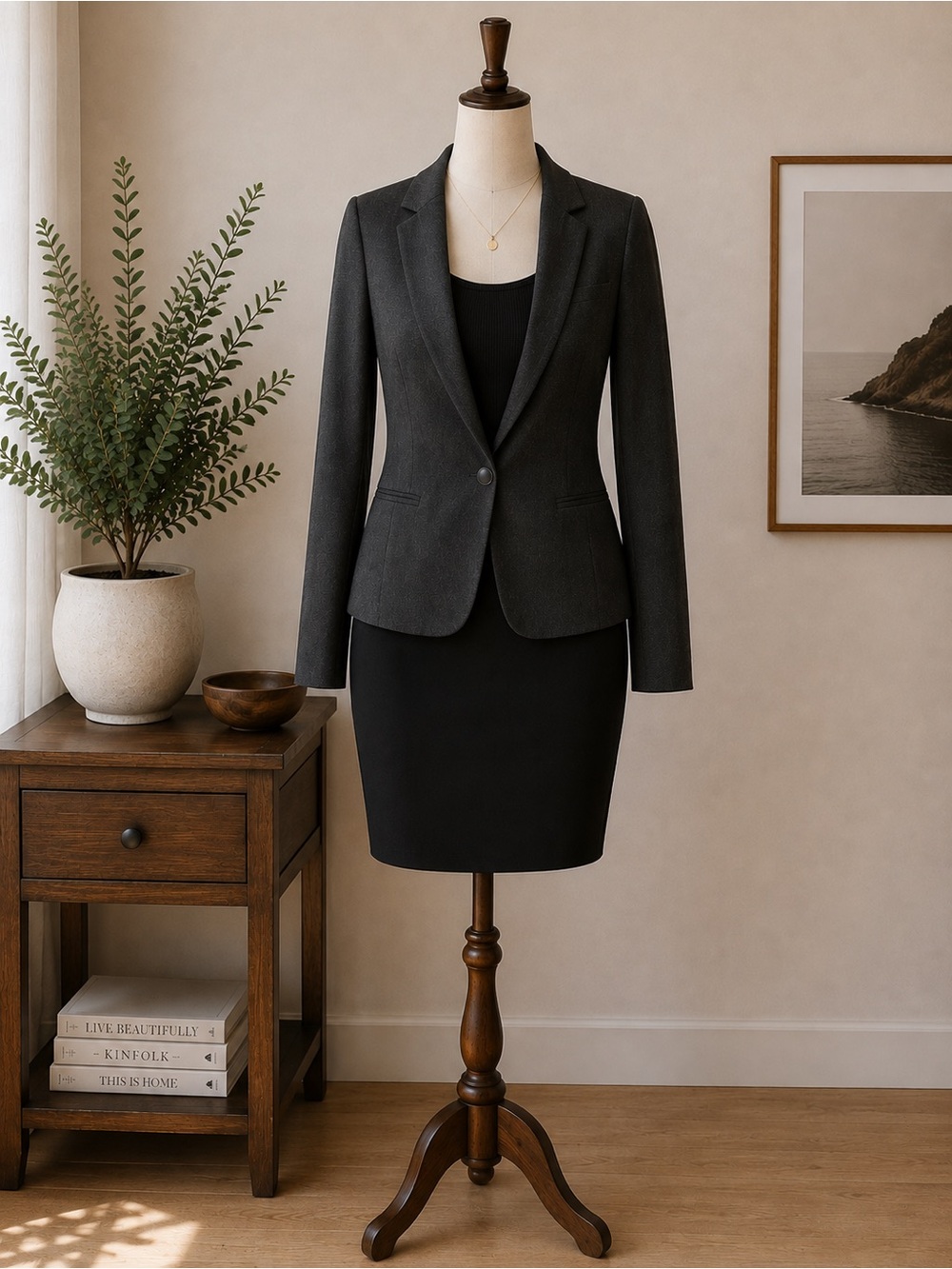 Elie Tahari Charcoal Blazer Size 6 Office Siren Quiet Luxury Corporate Chic